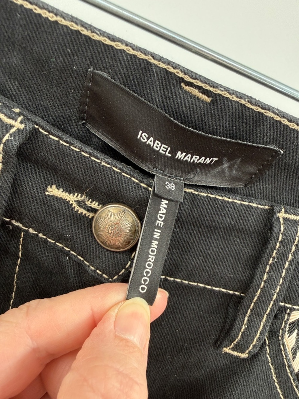 ISABEL MARANT Western Inspired Embroidered Black Denim Size 38 - Picture 6 of 10